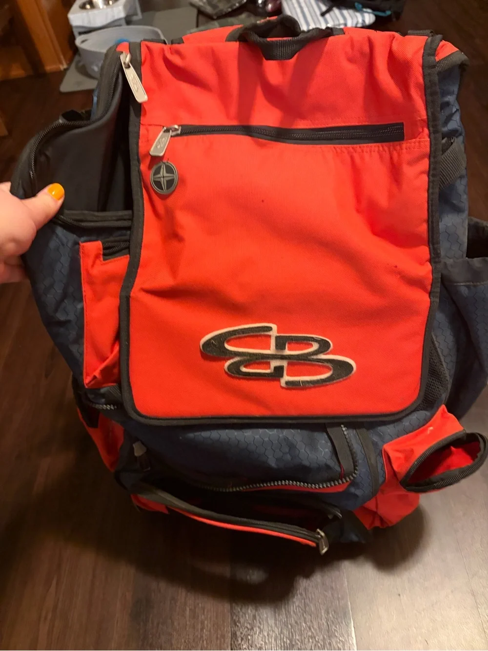 Boombah Red and Navy Men’s Baseball Backpack with Logo